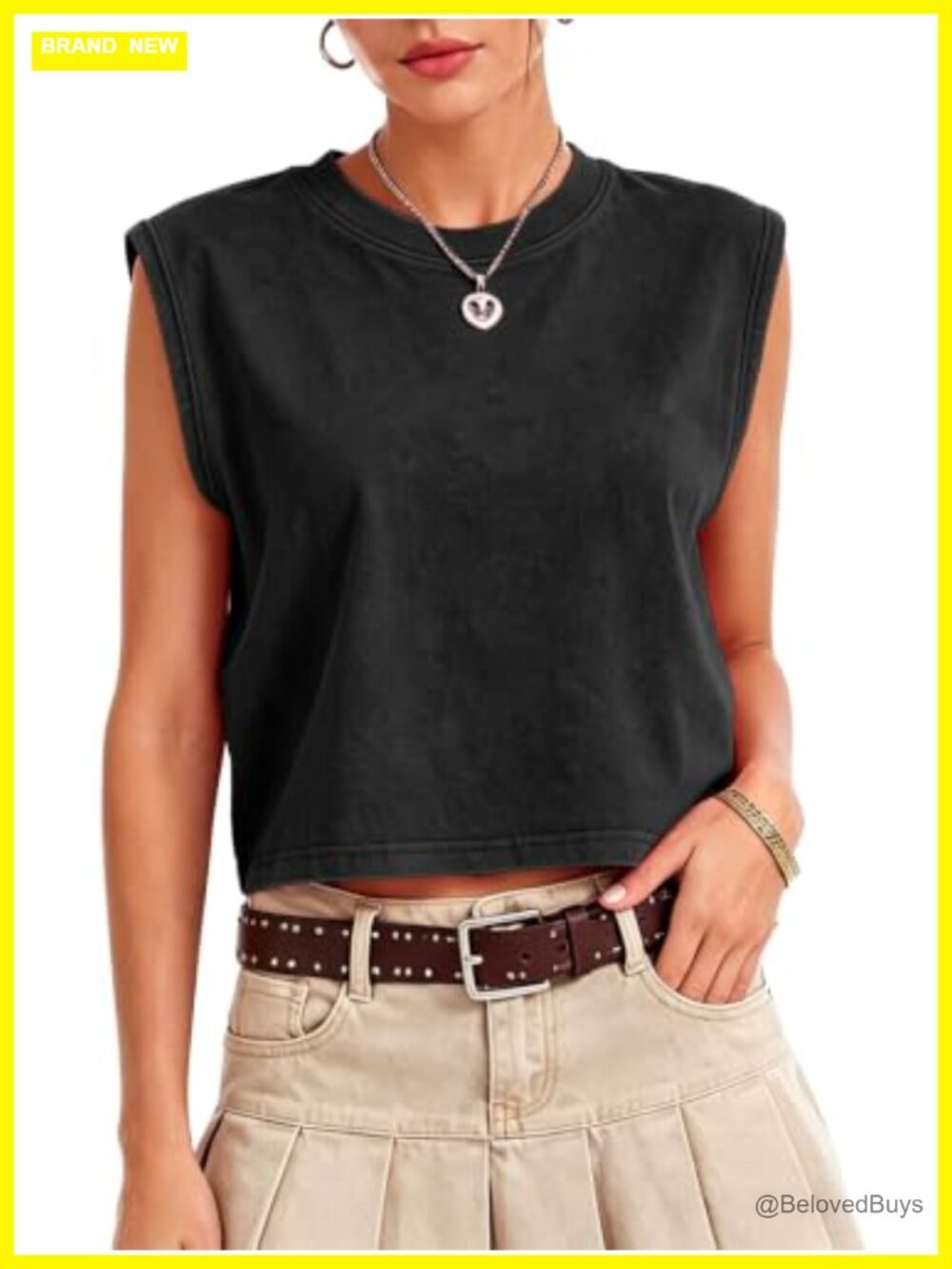 Women's Cotton Cropped Tank Top Acid Wash Ribbed Crew Neck Sleeveless